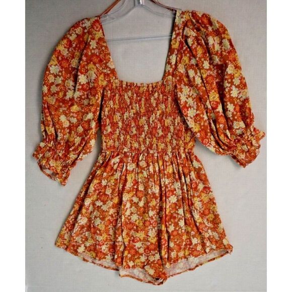 Free People OB1434212 Women's Sz XS Floral Show Me Love Square Neck Romper $148 - Picture 9 of 11